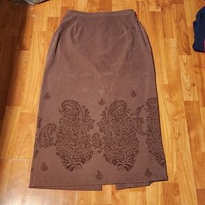 American Vintage Brown Maxi Skirt with Paisley Design